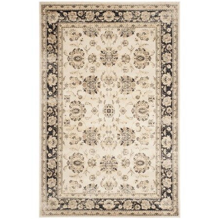 Safavieh Vintage Power Loomed Round Rug- Ivory - Black- 6 ft. 7 in. x 6 ft. 7 in. VTG575J-7R
